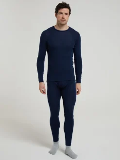 Mountain Warehouse Bleu - Haut thermique à col rond en mérinos pour homme Best