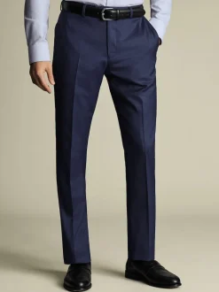 Charles Tyrwhitt Bleu - Pantalon slim en peau de requin Clearance