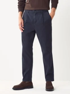 Next Bleu - Pantalons chinos extensibles plissés simples Sale