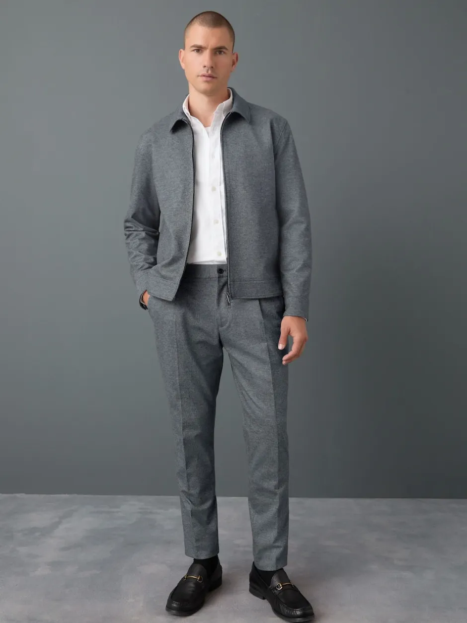 Next Bleu - Pantalons Coupe ajustée texturés à dos élastique extensible Clearance