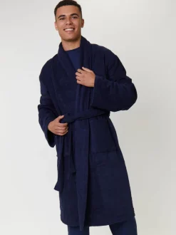 Loungeable Bleu - Peignoir homme classique en éponge Sale