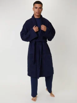 Loungeable Bleu - Peignoir homme classique en éponge Sale