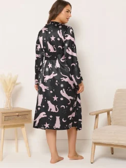 Yours Curve Bleu - Peignoir en satin New