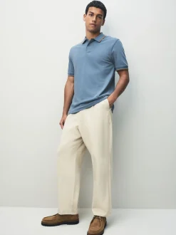 Next - Polo coupe classique à manches courtes et liserés Bleu Hot