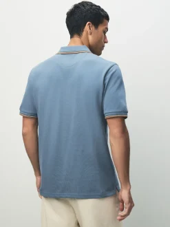 Next - Polo coupe classique à manches courtes et liserés Bleu Hot