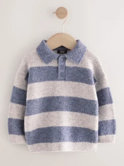 Next Bleu - Polo de rugby en maille rayée (3mois-7ans) Outlet