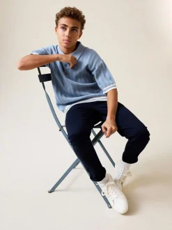 Next Bleu - Polo en maille à col boutonné (3-16ans) Discount