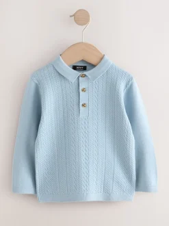 Next Bleu - Polo en maille torsadée (3mois à7ans) Online