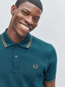 Fred Perry - Polo à double liseré Bleu Clearance