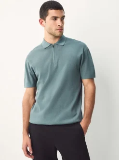 Next Bleu - Polos N. Premium Décontracté en maille à manches courtes Milieu Best