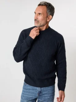 Saltwell Bleu - Pull col rond en maille texturée New