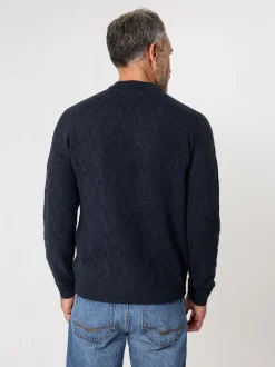 Saltwell Bleu - Pull col rond en maille texturée New
