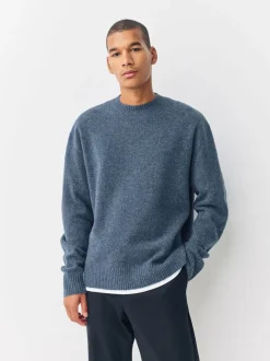 Next Bleu - Pull douillet à col rond coupe décontractée en laine Outlet