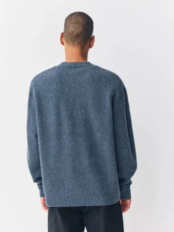 Next Bleu - Pull douillet à col rond coupe décontractée en laine Outlet