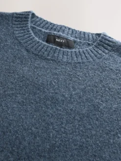 Next Bleu - Pull douillet à col rond coupe décontractée en laine Outlet