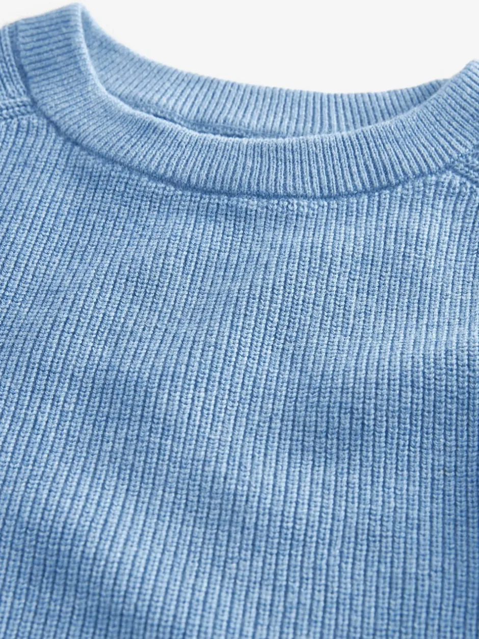 Next - Pull en maille col rond en coton (3-16ans) Bleu Online