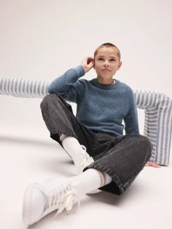 Next - Pull utilitaire en maille à col rond (3-16ans) Bleu Clearance