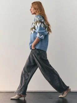 Nothing Ordinary Bleu - Pulls zippé en maille à carreaux Two Ordinary avec Motif Fair Isle Sale