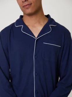 Loungeable Bleu - Pyjama gaufré traditionnel Hot