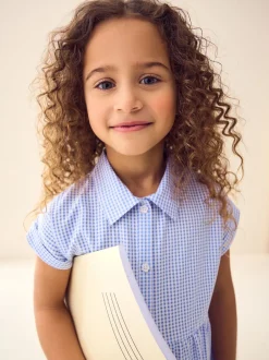 Next Bleu - Robe chemise à col chemise à volants vichy Cotton Rich School (3-14ans) New