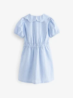 Next Bleu - Robe d'école Vichy à col festonné Cotton Rich (3-14ans) Sale
