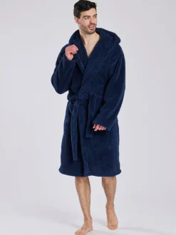 Loungeable Bleu - Robe de chambre à capuche Sherpa New