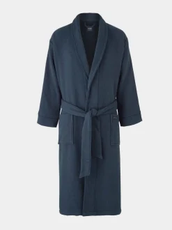 Savile Row Company Bleu - Robe de chambre gaufrée en coton avec doublure en éponge Hot