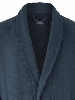 Savile Row Company Bleu - Robe de chambre gaufrée en coton avec doublure en éponge Hot