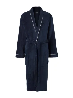 Savile Row Company Bleu - Robe de chambre légère en polaire douce à bords de corde New