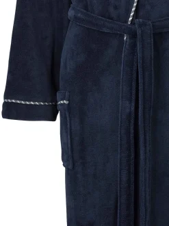 Savile Row Company Bleu - Robe de chambre légère en polaire douce à bords de corde New