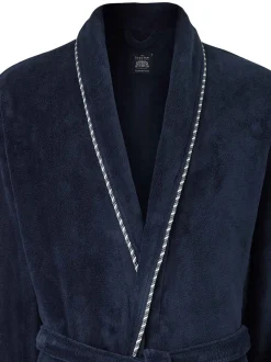 Savile Row Company Bleu - Robe de chambre légère en polaire douce à bords de corde New