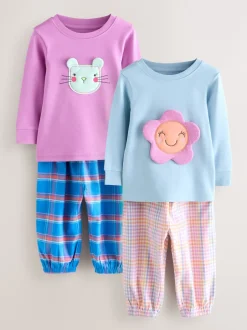 Next Bleu / Rose Personnage - Bas tissé à carreaux Pyjama 2 Lot (9mois-10ans) New