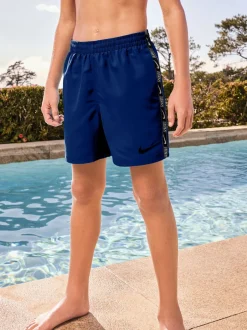 Nike Bleu - Short de volley Swim Logo Tape 4 Inch Hot