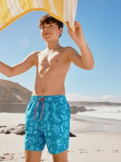 Next - Shorts de bain imprimés (3-16yrs) Bleu Outlet