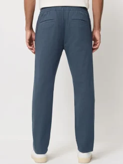 Next Bleu - Slim Fit (Slim Fit) - Pantalons Chinos extensibles plissés avec taille élastique Online