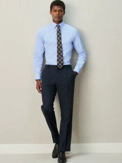 Next Bleu - Slim Fit (Slim Fit) - Chemise habillée texturée à manches longues avec bordure