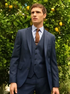 Next Bleu - Slim Fit (Slim Fit) - Veste de costume texturée en laine Blend Clearance