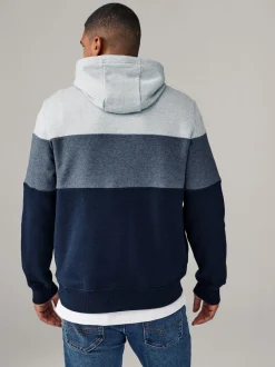 Next Bleu - Sweat à capuche à enfiler - Sweat-shirt color block Outlet