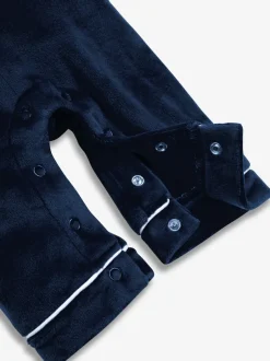 The Little Tailor Bleu - Bébé Luxury Soft Touch Velour Noël Onsie Rompersuit Outlet