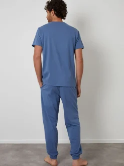 Threadbare Bleu - Ensemble de Pyjamas en Coton Pêche New