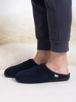 Totes Bleu - Mens Isotoner Swept Back Popcorn Mule Slippers New