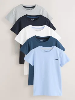 Next - T-shirt Manches courtes 5 Pack (3mois-7ans) Bleu