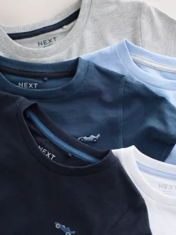 Next - T-shirt Manches courtes 5 Pack (3mois-7ans) Bleu