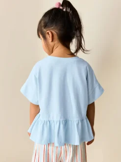 Next - T-shirt péplum à manches courtes (3mois-7ans) Bleu Outlet