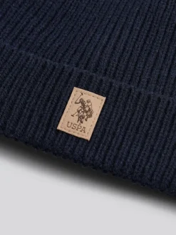 U.S. Polo Assn Bleu - . Bonnet Signature Double Horsemen en maille