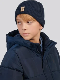 U.S. Polo Assn Bleu - . Bonnet Signature Double Horsemen en maille