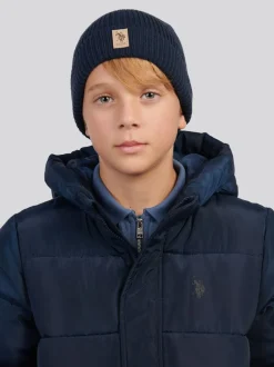 U.S. Polo Assn Bleu - . Bonnet Signature Double Horsemen en maille