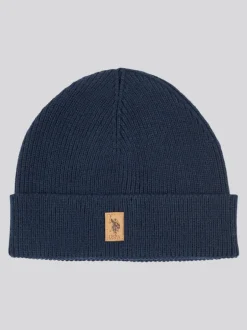 U.S. Polo Assn Bleu - . Ensemble bonnet et écharpe en maille côtelée de luxe pour homme Hot