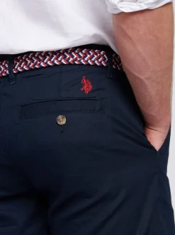 U.S. Polo Assn Bleu - US Polo Assn Short chino en lin Blend homme Outlet