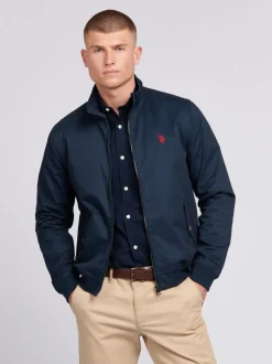 U.S. Polo Assn Bleu - . Veste Harrington en sergé de coton 100% pour hommes Clearance
